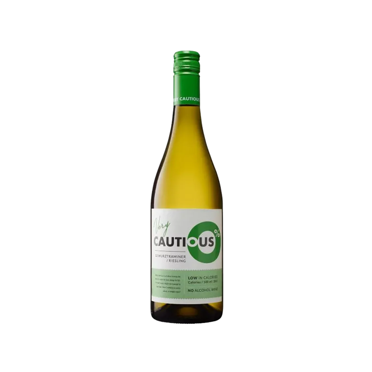 Wine bottle with a green label on a white background