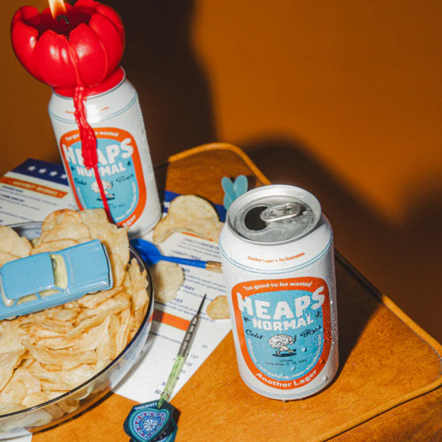 Heaps Normal Non Alcoholic Another Lager with chips