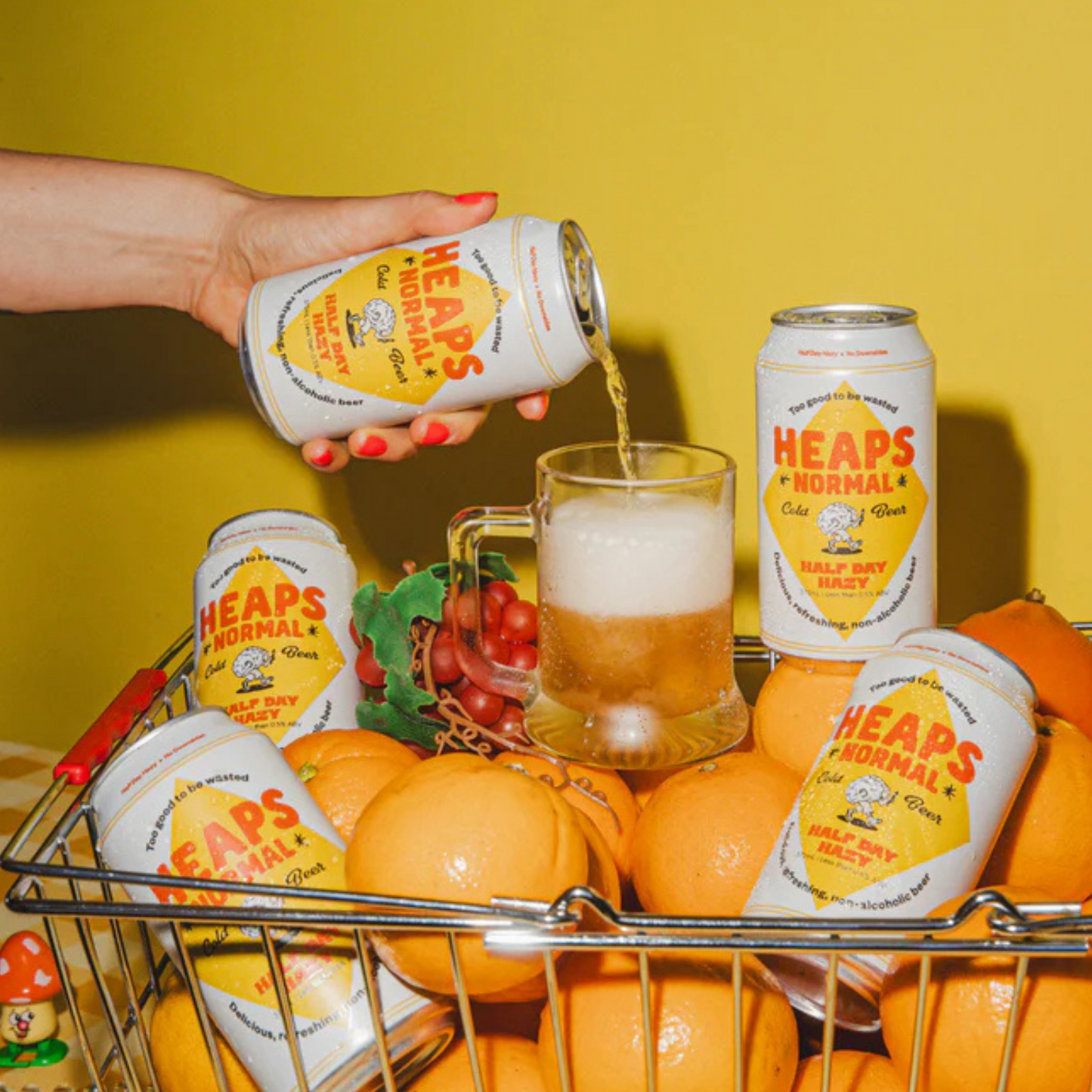 Heaps Normal Non Alcoholic Half Day Hazy Pale Ale with glass