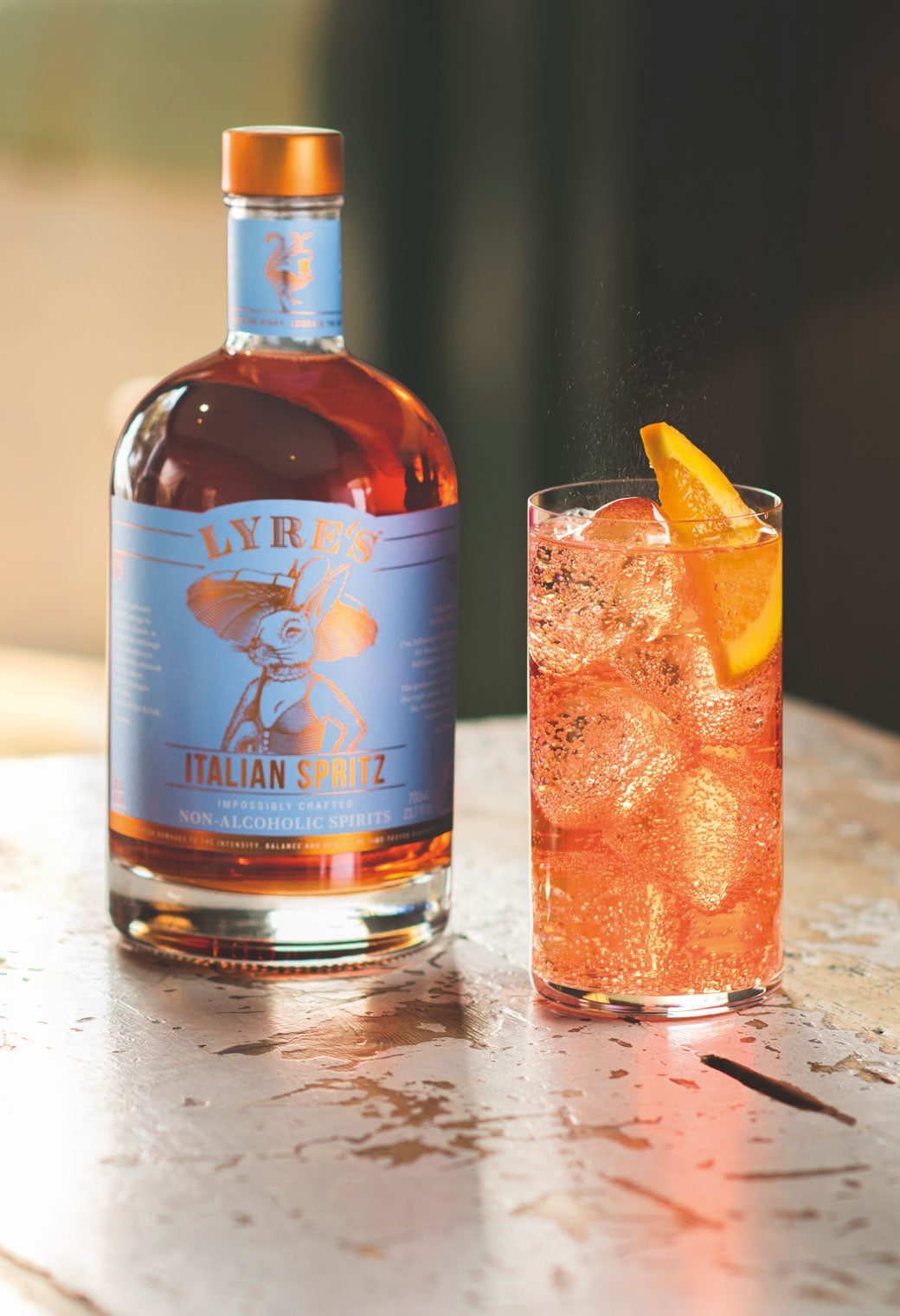 Lyre's Non-Alcoholic Italian Spritz Aperol Aperitif Poured