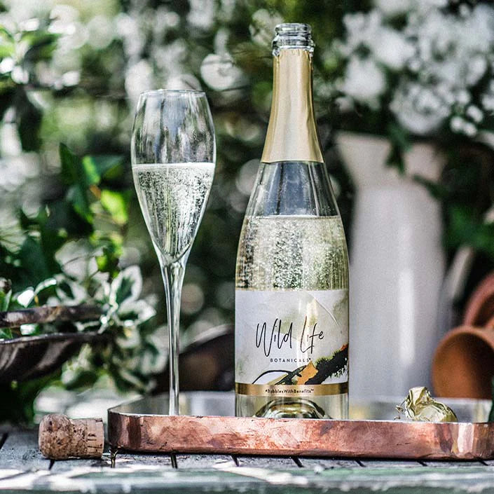 Wild Life Botanicals Nude Non Alcoholic Sparkling Wine Poured