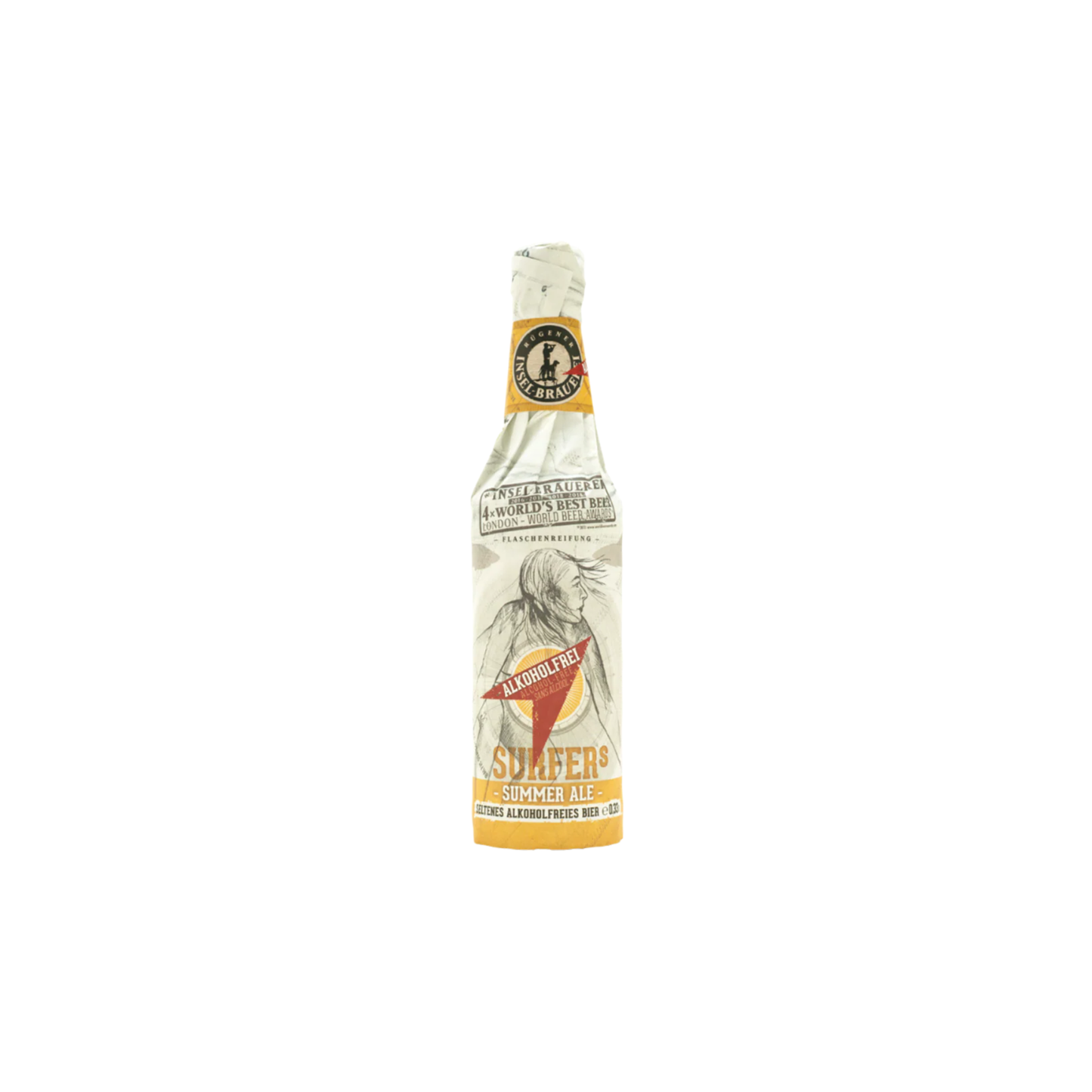Bottle of Surfer's Ale on a white background