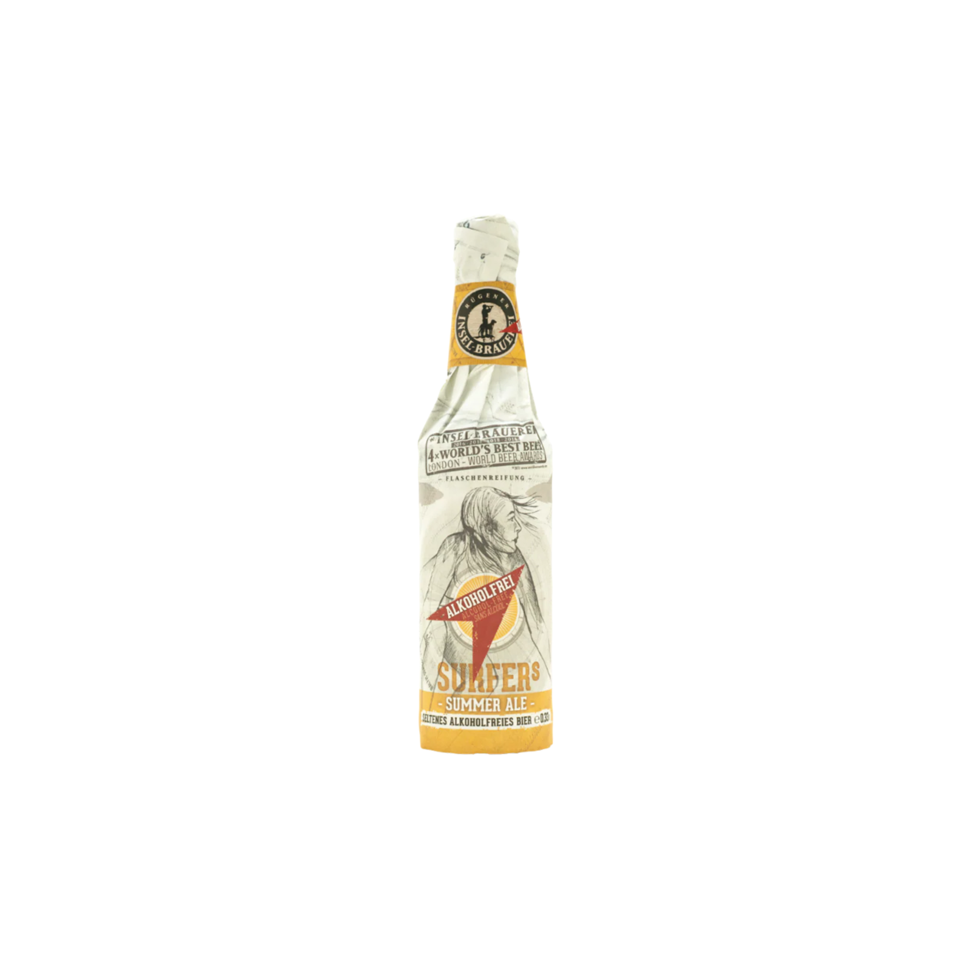 Bottle of Surfer's Ale on a white background