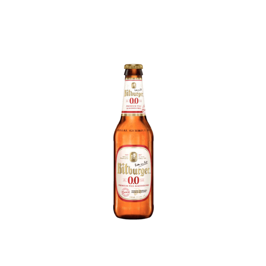 Bitburger beer bottle on a white background