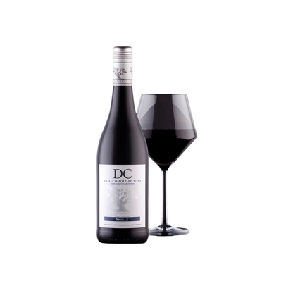 Darling Cellars - Shiraz Non Alcoholic Red Wine with glass