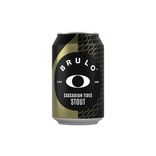 Brulo Cascadian Tides Stout can on a white background