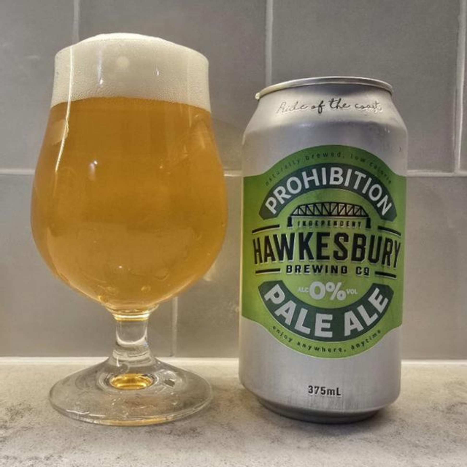 Hawkesbury Brewing Co Pale Ale can and glass of beer on a countertop