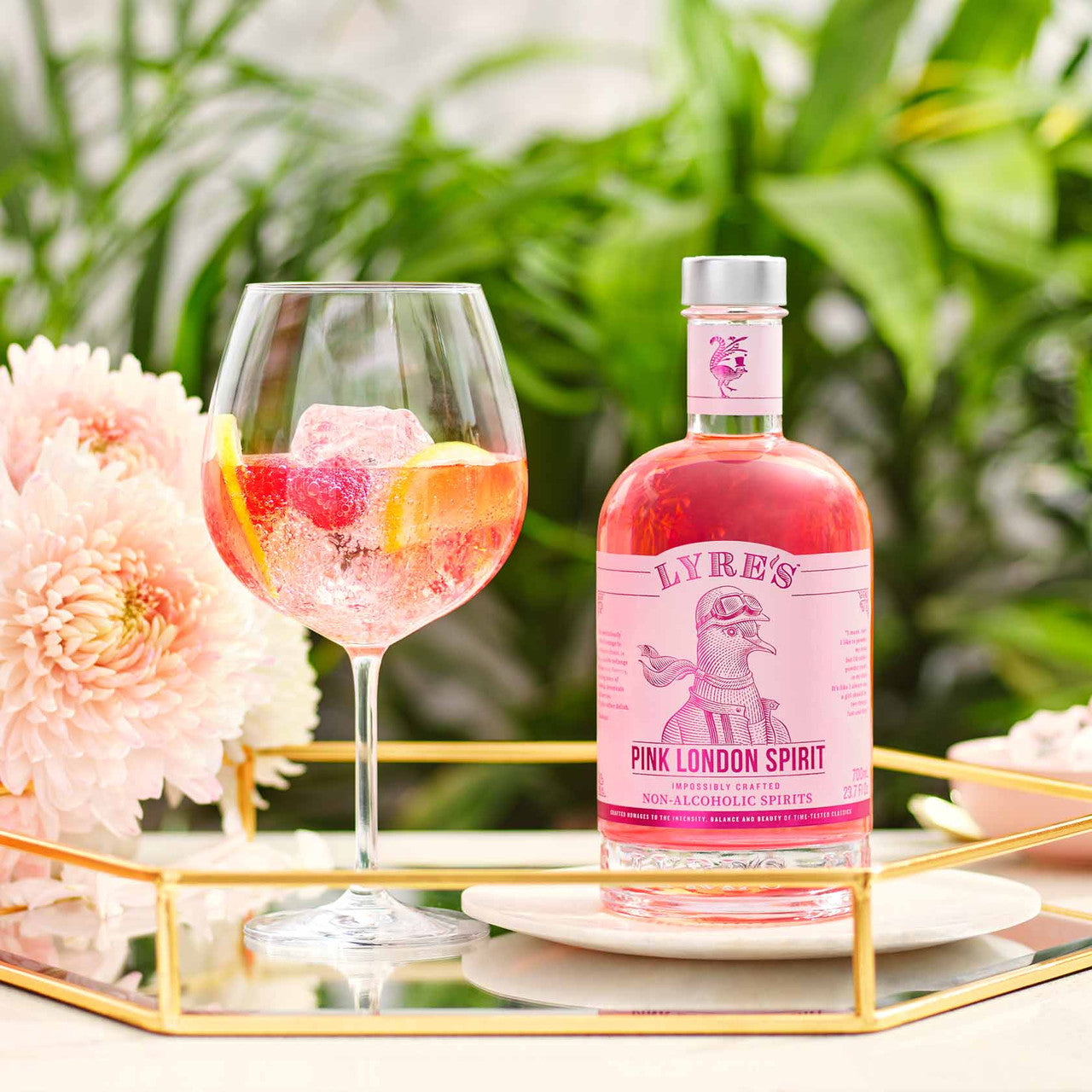 Lyre's Non-Alcoholic Pink London Spirit Gin Poured
