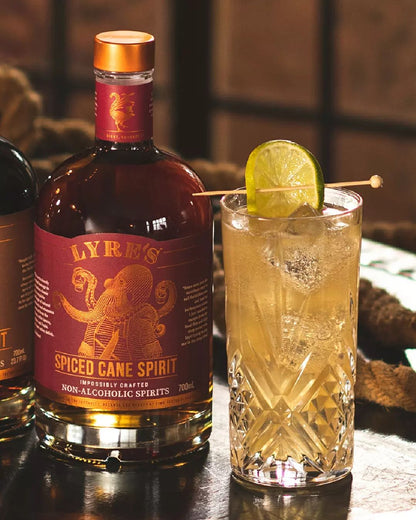 Lyre's Non-Alcoholic Spiced Cane Spirit Rum Poured