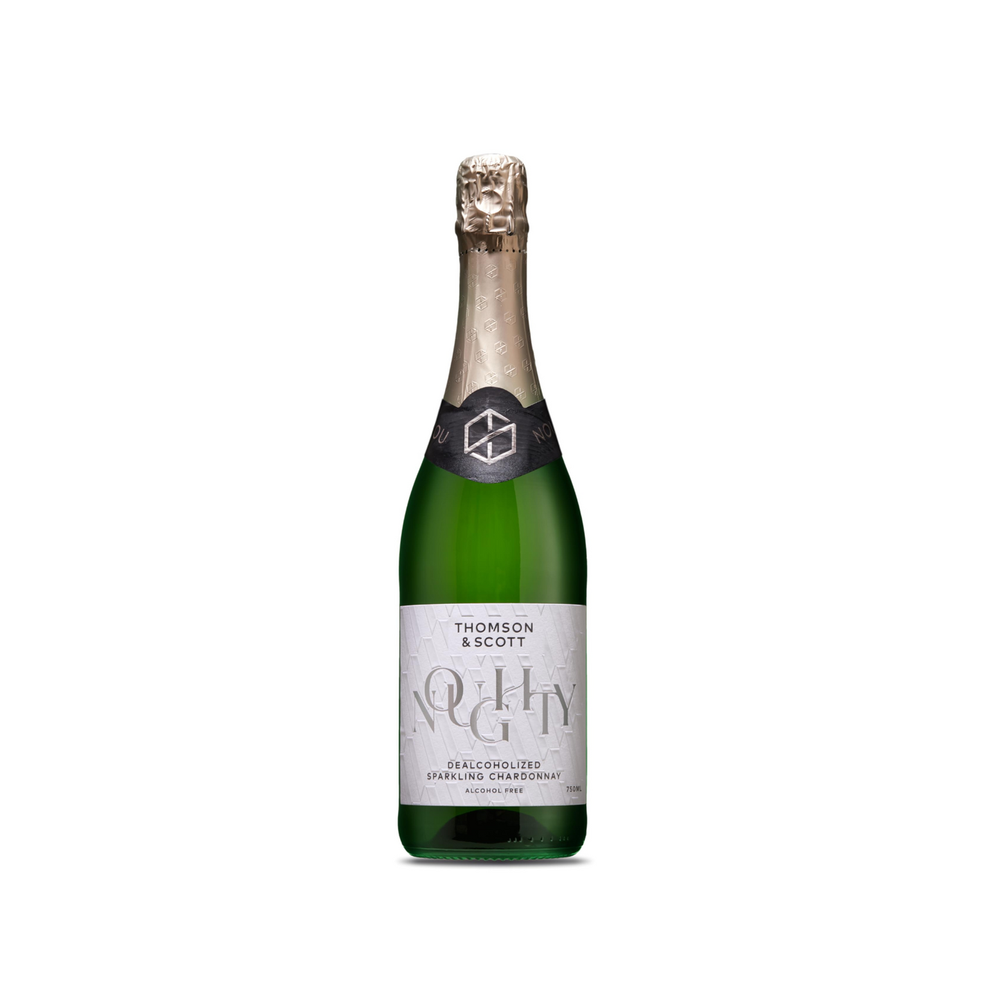 Noughty Sparkling White Wine Bottle white background