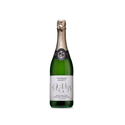Noughty Sparkling White Wine Bottle white background