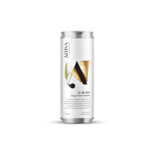 Silver can with 'Le Blanc' branding on a white background
