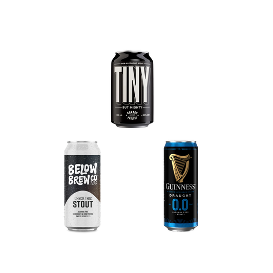 Three beer cans from different brands on a white background